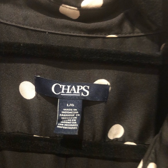 Chaps Silky Blouse-Black with Tan Polkadots - Picture 3 of 5